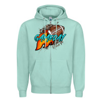 Seafoam Game day leopard fire and ball Zipper Hoodie - HowdyJamesFarm