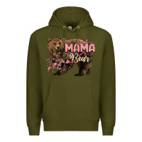 Army Green Mama bear mother's day Premium Hoodie - HowdyJamesFarm