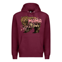 Burgundy Mama bear mother's day Premium Hoodie - HowdyJamesFarm