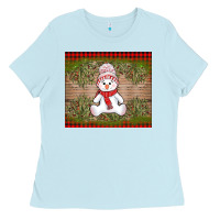 Baby Blue Christmas snowman Ladies Tee - AdoDesignShop