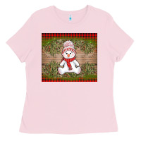 Bubblegum Pink Christmas snowman Ladies Tee - AdoDesignShop