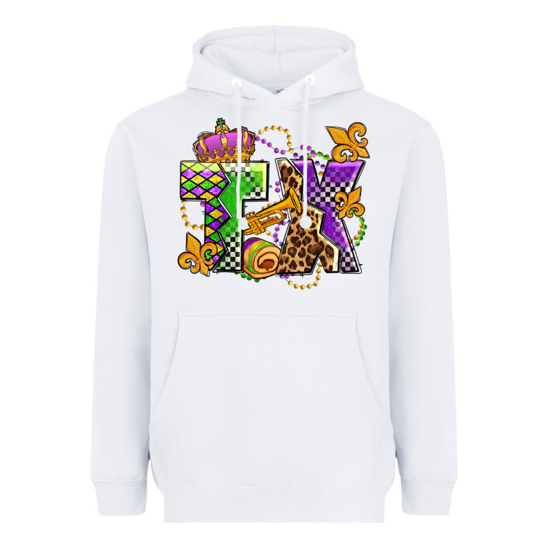 Texas Mardi Gras Olivia Heavyweight Hoodie by OliviaCreatesArt | Teevron