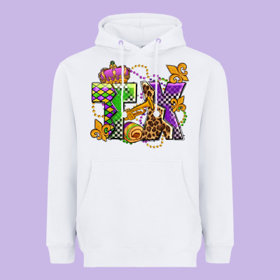 Texas Mardi Gras Olivia Heavyweight Hoodie Designed By Oliviacreatesart