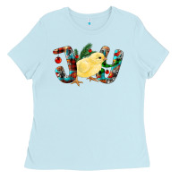Baby Blue Christmas Joy With Chick Ladies Tee - RanaPortraitStore