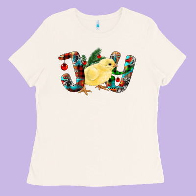 Christmas Joy With Chick Ladies Tee Designed By Ranaportraitstore