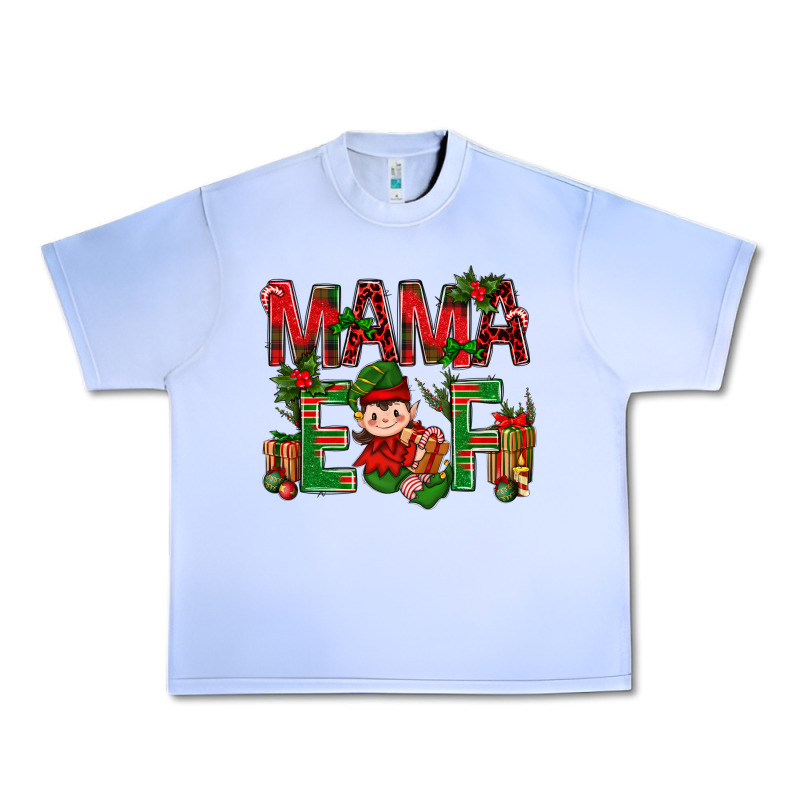 Mama Elf With Gift Christmas Urban Heavy Tee by NancyCooperArtShop | Teevron