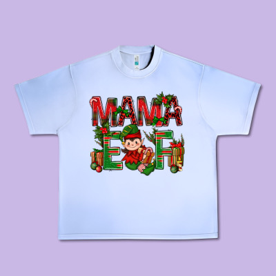 Mama Elf With Gift Christmas Urban Heavy Tee Designed By Nancycooperartshop