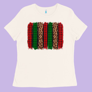 Christmas Glitter Leopard Brushstroke Ladies Tee Designed By Adodesignshop