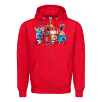 Red Lacrosse coffee cups Zipper Hoodie - HowdyJamesFarm