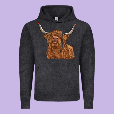 Highland Cow Vintage Hoodie Designed By Ranaportraitstore