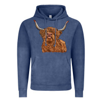 Vintage Denim highland cow Vintage Hoodie - RanaPortraitStore