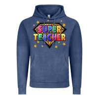 Vintage Denim super teacher with leopard Vintage Hoodie - NancyCooperArtShop