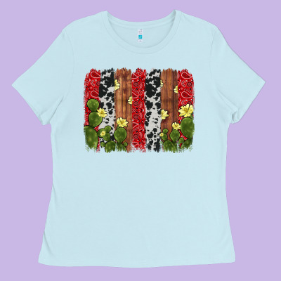 Cactus Cowhide  Brushstroke Ladies Tee Designed By Adodesignshop