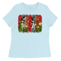 Baby Blue cactus cowhide  brushstroke Ladies Tee - AdoDesignShop