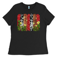Black cactus cowhide  brushstroke Ladies Tee - AdoDesignShop