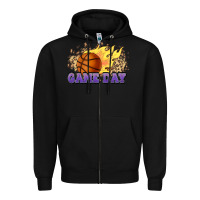 Black game day basketball leopard flames fireball Zipper Hoodie - HowdyJamesFarm