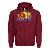 Burgundy game day basketball leopard flames fireball Zipper Hoodie - HowdyJamesFarm