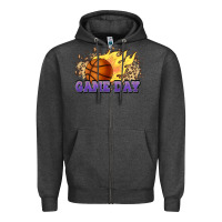 Charcoal Heather game day basketball leopard flames fireball Zipper Hoodie - HowdyJamesFarm