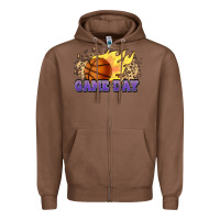 Chestnut game day basketball leopard flames fireball Zipper Hoodie - HowdyJamesFarm