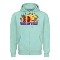 Seafoam game day basketball leopard flames fireball Zipper Hoodie - HowdyJamesFarm