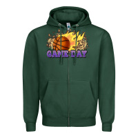 Sports Green game day basketball leopard flames fireball Zipper Hoodie - HowdyJamesFarm
