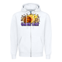 White game day basketball leopard flames fireball Zipper Hoodie - HowdyJamesFarm