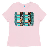 Bubblegum Pink serape leopard cowhide  brushstroke Ladies Tee - AdoDesignShop