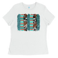 White serape leopard cowhide  brushstroke Ladies Tee - AdoDesignShop
