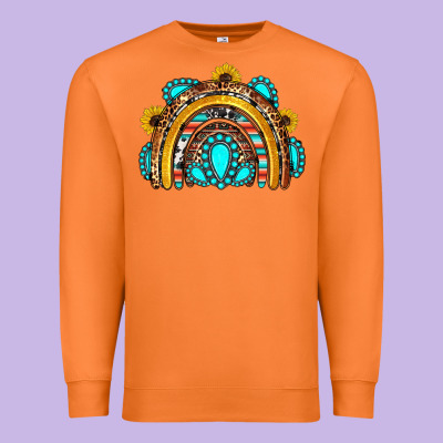 Western Gemstones Sunflowers Rainbow Premium Sweatshirt Designed By Oliviacreatesart