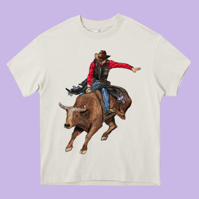 Western Cowboy Heavy Core Tee Designed By Adodesignshop