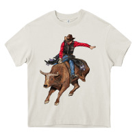 Cream western cowboy Heavy Core Tee - AdoDesignShop