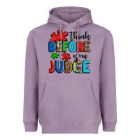 Lavender think before you judge Heavyweight Hoodie - OliviaCreatesArt