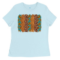 Baby Blue leopard gemstone brushstroke Ladies Tee - AdoDesignShop