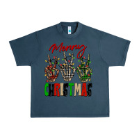 Midnight Navy Merry Christmas skeleton hands Urban Heavy Tee - NancyCooperArtShop