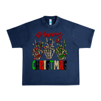 Navy Merry Christmas skeleton hands Urban Heavy Tee - NancyCooperArtShop