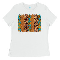 White leopard gemstone brushstroke Ladies Tee - AdoDesignShop