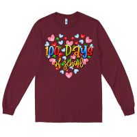 Burgundy 100 days of school Long Sleeve Tee - Artiststas