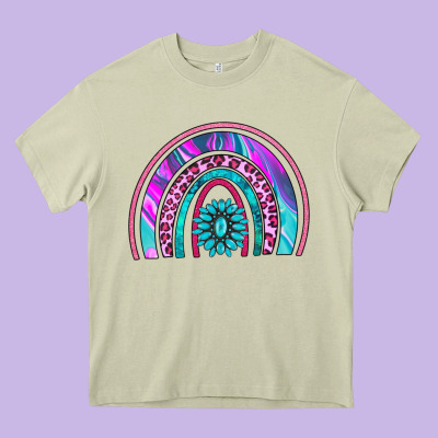 Rainbow And Gemstone Heavy Core Tee Designed By Adodesignshop
