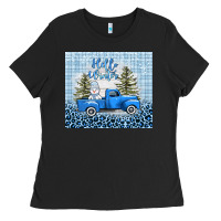 Black hello winter snowman truck Ladies Tee - AdoDesignShop