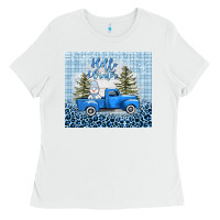 White hello winter snowman truck Ladies Tee - AdoDesignShop