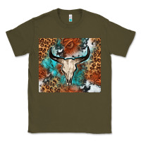 Army Green Western with bull skull Classic Tee - NancyCooperArtShop