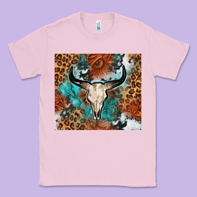 Western With Bull Skull Classic Tee Designed By Nancycooperartshop