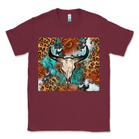 Burgundy Western with bull skull Classic Tee - NancyCooperArtShop