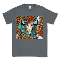 Charcoal Heather Western with bull skull Classic Tee - NancyCooperArtShop