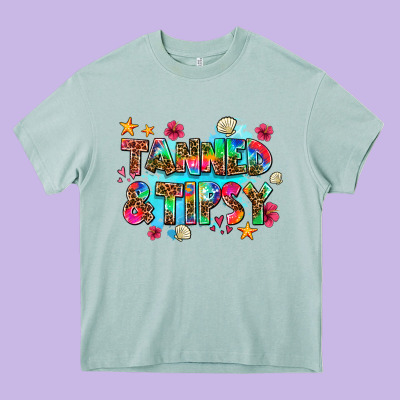 Tanned And Tipsy Heavy Core Tee Designed By Adodesignshop