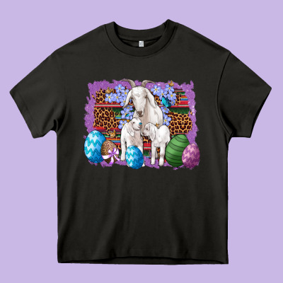 Goat Family Eggs Flowers Leopard Serape Glitter Heavy Core Tee Designed By Artiststas