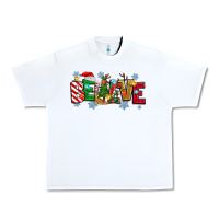 White Christmas Believe Urban Heavy Tee - MaliasSmallBusiness