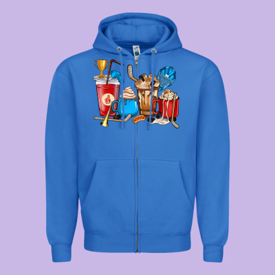 Hockey Coffee Cup Zipper Hoodie Designed By Howdyjamesfarm
