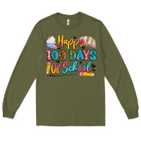 Army Green happy 100 days of school Long Sleeve Tee - Artiststas