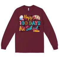 Burgundy happy 100 days of school Long Sleeve Tee - Artiststas